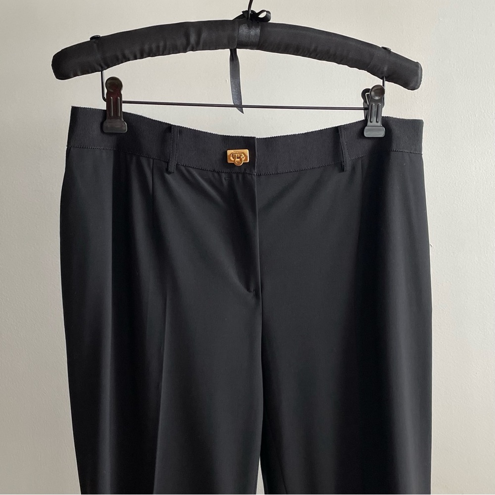 Salvatore Ferragamo Viscose Wool Straight Leg Trousers